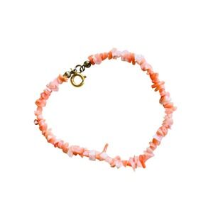 Coral Pink beaded VTG Bracelet BOHO natural Italy‎ Mediterranean Genuine 7"
